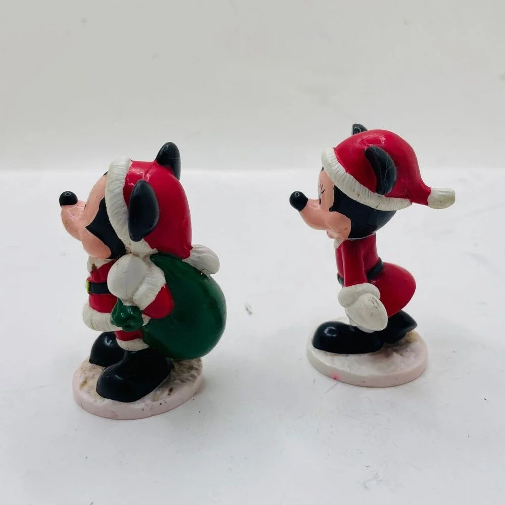 Disney Mickey & Minnie Santa Christmas Plastic Figurines - Set of 2